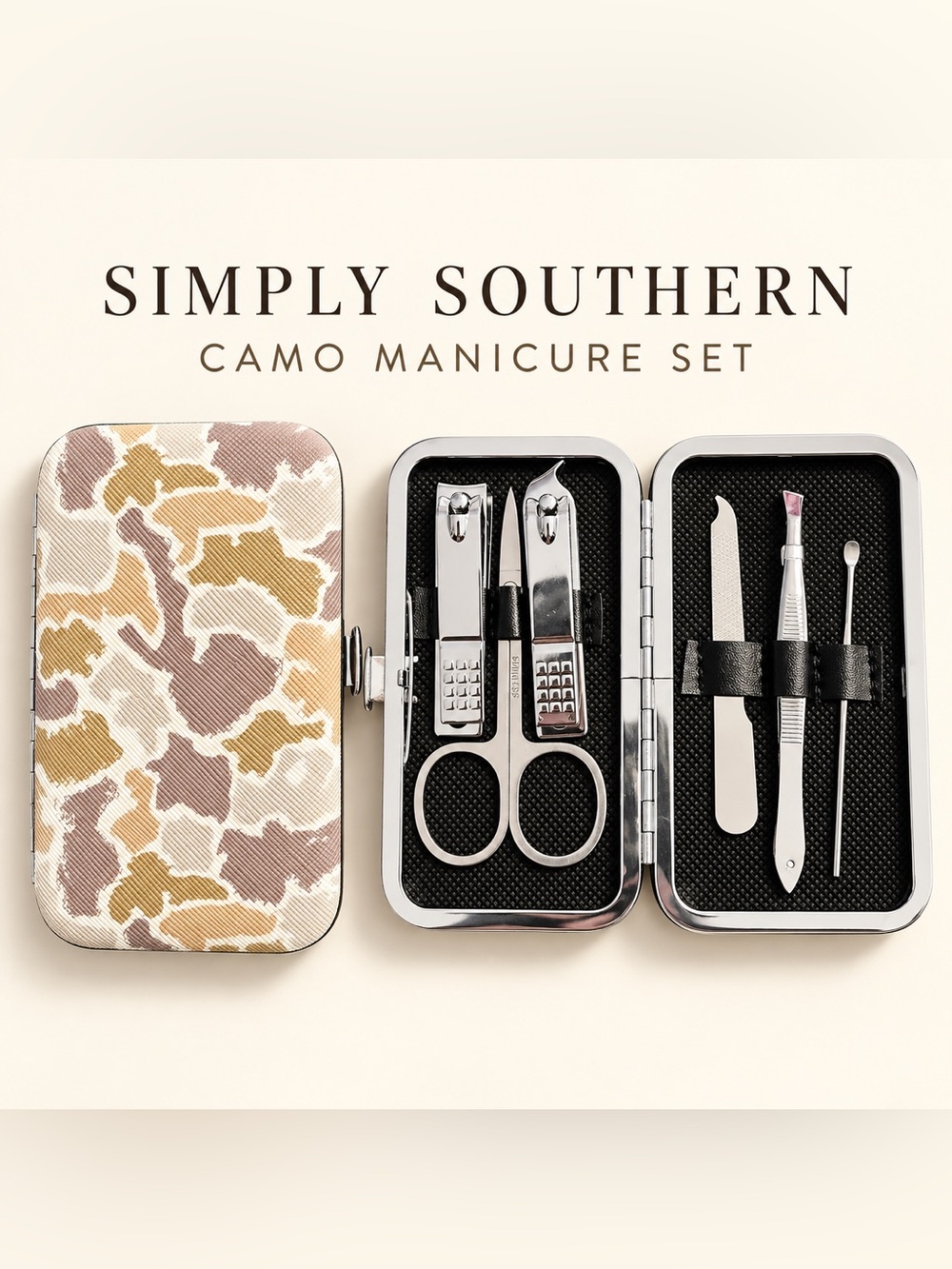 Simply Southern Camo Grooming Kit - Tan, Brown, White